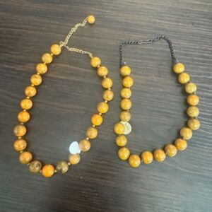 Vintage Art Deco Butterscotch Amber Bakelite Bead Necklaces Set of 2 18"